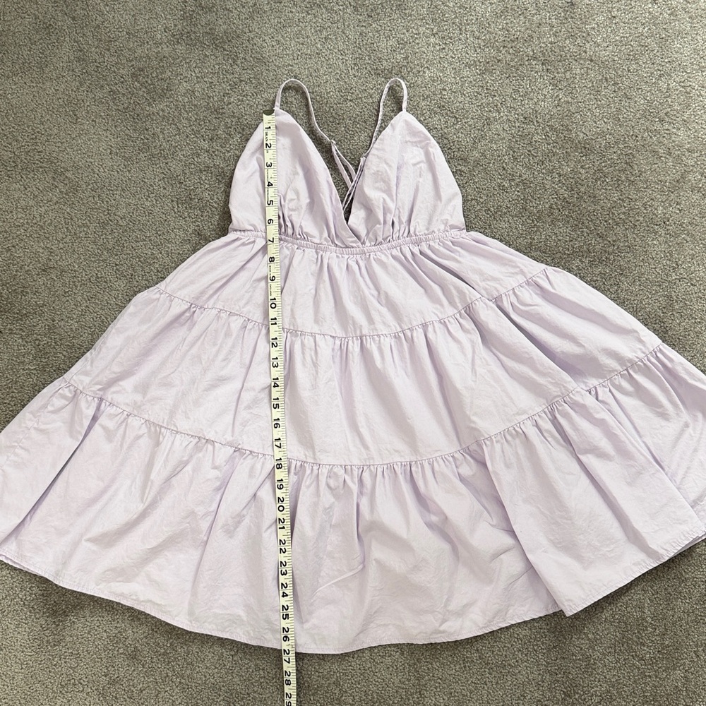 Princess Polly Lilac Tiered Mini Dress V-Neck SZ 10 - Picture 8 of 9